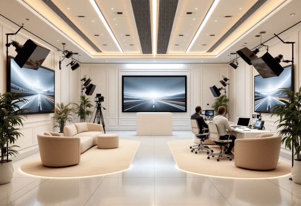 motorsport press center media room modern