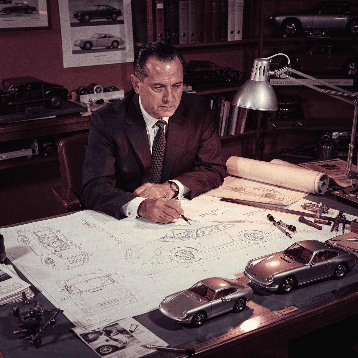 Ferdinand Alexander Porsche portrait design studio vintage photo