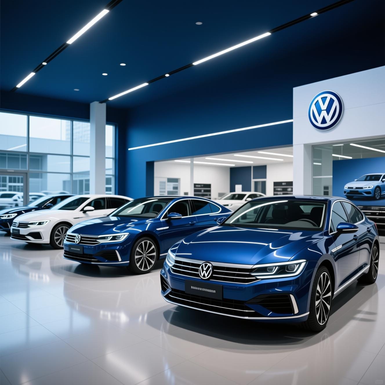 volkswagen dealership showroom modern cars display