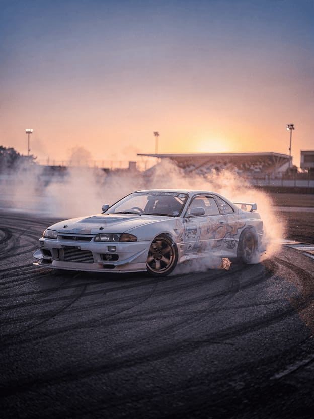 drift car sunset track beautiful photo