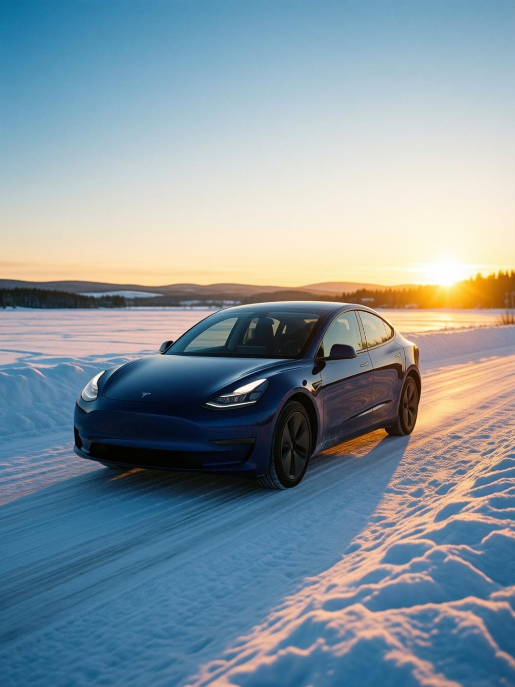 electric car driving on highway showing long distance range